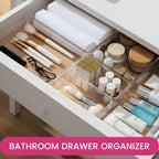 Criusia Large Drawer Organizer Bins 26 Pack | Complete 5 Size Clear Plastic Kitchen Drawer Organizers for Utensils | Bathroom Drawer Organizer Trays | Versatile for Makeup Office Organization
