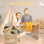 Montessori Table and Chair Set, Toddler Table and Chair Set, for 1-3 Kids | Wooden, Adjustable Chair, with Blackboard, Kids Table and Chairs Furniture, for Eating, Drawing, Reading, Play