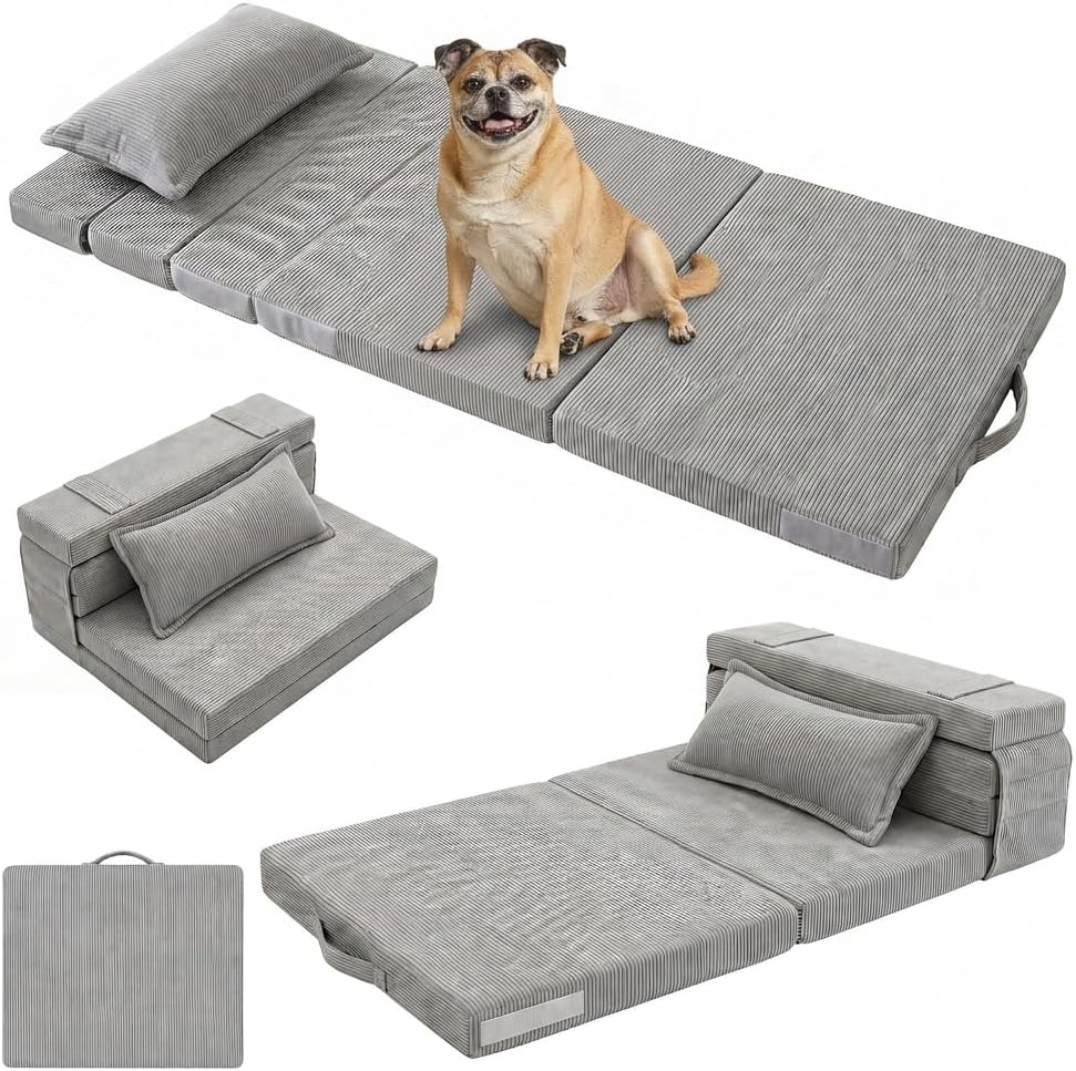 Tri-Fold Futon Mattress,Foldable Japanese Floor Sleep Mattress,High-Density Foam Tatami Bed Mat with Corduroy Cover,Nap Pad & Floor Lounger for Dormitory & Small Space(Charcoal Gray,63x26)