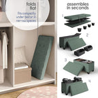 STORAGEBUD Storage Ottoman Bench with Bins, 30-in Storage Bench for Bedroom End of Bed, Folding Foot Rest Ottoman for Living Room Max 660lbs, Fabric Ottomans, Green