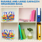 18 Packs Large Toy Storage Bags with Labels, Clear PVC Bags Travel Waterproof Kids Toy Organizer Bags with Zipper for Building Blocks Puzzle Kids Books (Blue-3 Size)