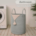 Large Woven Laundry Basket Hamper,80L Cotton Rope Storage Bin for Blankets,Toys and Clothes,Decorative Tall Nursery Hamper for Living Room,Baby Nursery,Bathroom and Bedroom,Grey