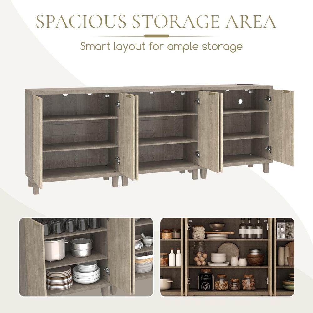Fluted Buffet Cabinet with Storage, 3 in1 Storage Cabinet with Adjustable She...