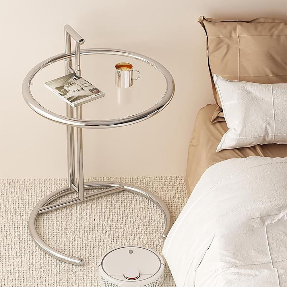 Round End Table, Side Table for Living Room, Small Spaces, Modern White Night...