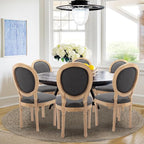 Upholstered Dining Chairs Set of 6 French Country Oval Fabric Back Kitchen Side Chair with Wood Legs for Dining Room, Kitchen, Restaurant(Dark Grey-Fabric)