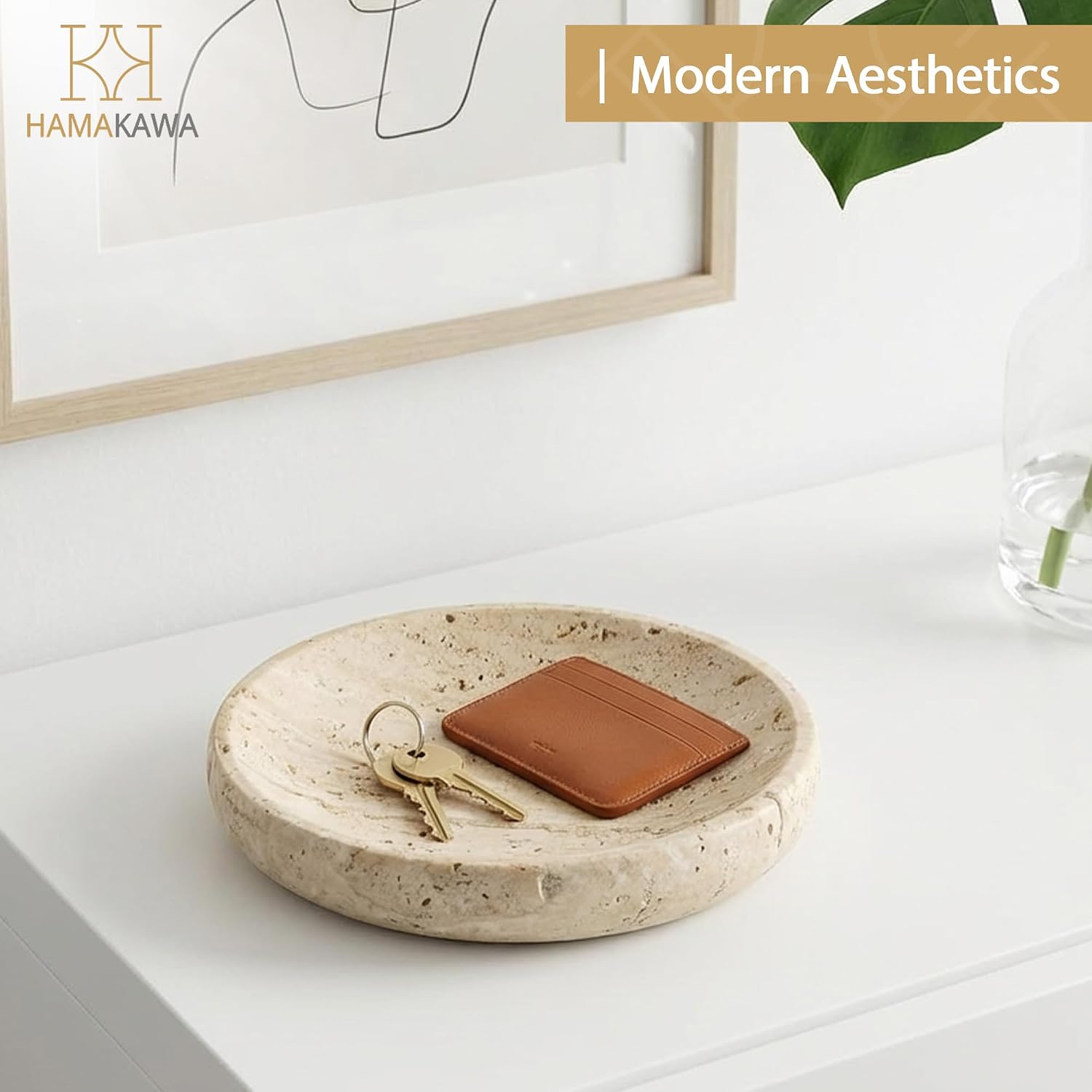 Turkish Natural Marble Ring Dish, Beige Jewelry Tray 5.5 inch, Stone Ring Holder, Travertine Trinket Dish for Room Decor, Earrings, Soap, Gift for Women