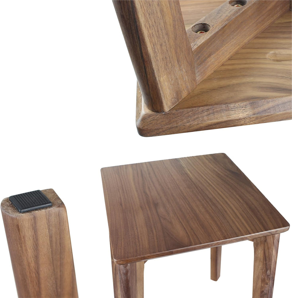 18-Inch Walnut Wood Stool, Stackable Backless Wooden Seating Solution with Sq...