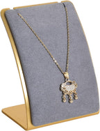 GemeShou Grey Necklace display stand, Velvet Jewelry necklace display holder for selling, small metal earring neck storage organizer, online jewelry photography props【Grey】