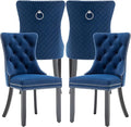 Velvet Dining Chairs Set of 4, Upholstered Dining Room Chairs with Nailhead Trim, Sillas de Comedor Modernas 4, Wooden Kitchen Chairs for Dining Room, Living Room, Kitchen, Bedroom, Blue