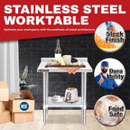 DuraSteel NSF Stainless Steel Table - 24 x 30 Inch Metal Work Table w/Undershelf - Commercial Kitchen, Restaurant, Garage, Laundry - Outdoor Stainless Steel Prep Tables Countertop Island Grill Small