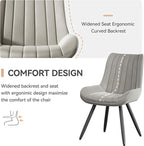 Mid Century Modern Dining Chairs Set of 4, Soft Cushion Upholstered Fabric, Light Grey