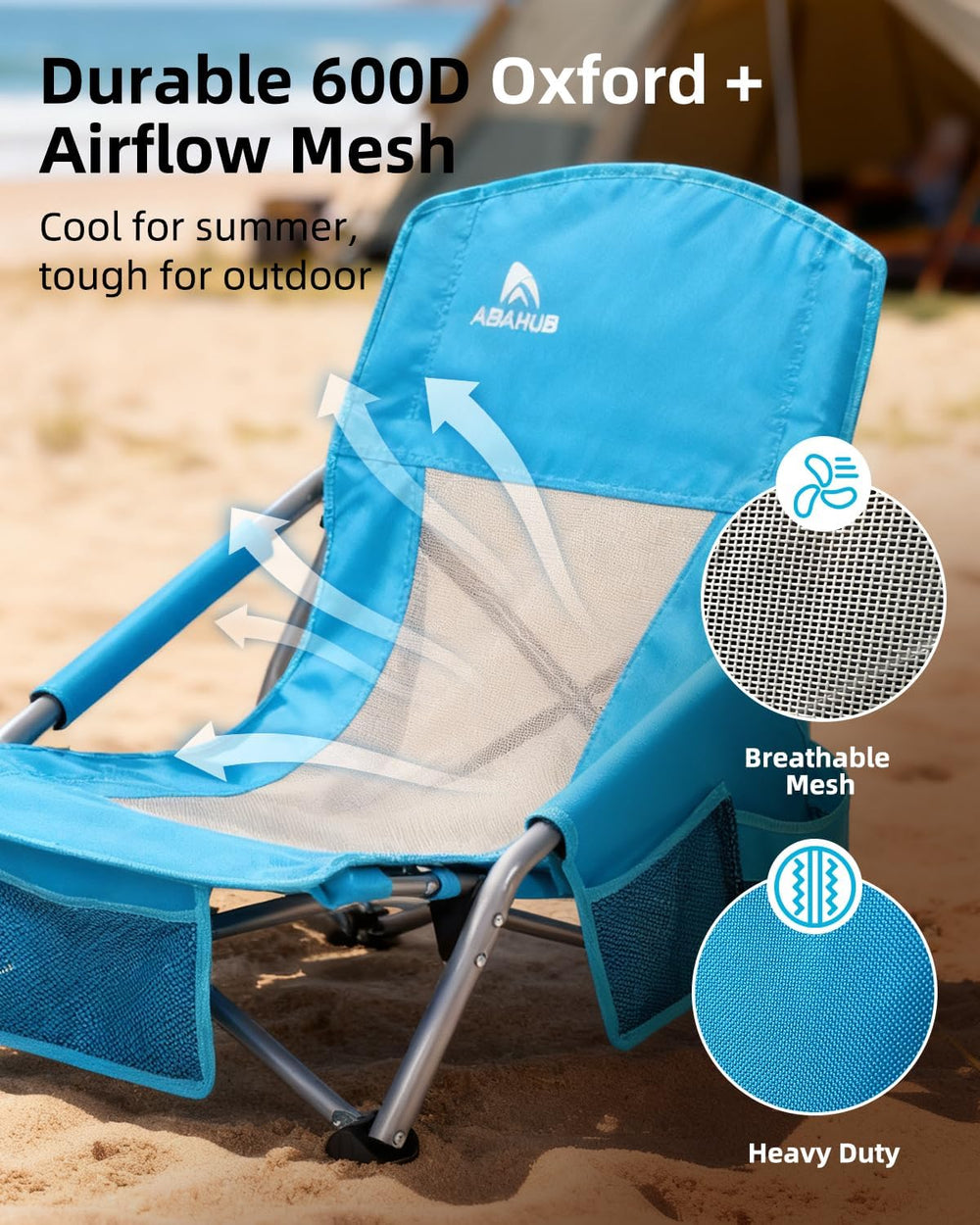 Abahub Beach Chair Low/High Back with Carry Bag Lightweight Comfortable Porta...