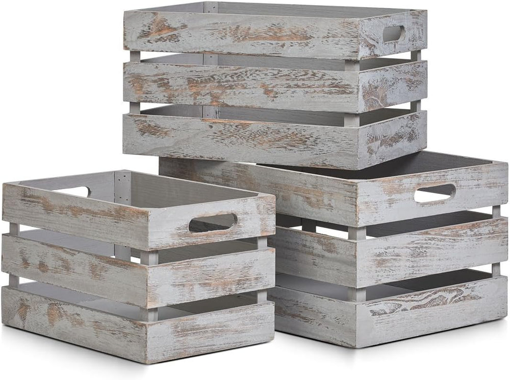 Zeller Storage Box Vintage 31x21x18,7cm of Wood in Grey, 31 x 21 x 18.7 cm
