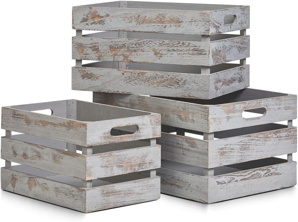 Zeller Storage Box Vintage 31x21x18,7cm of Wood in Grey, 31 x 21 x 18.7 cm