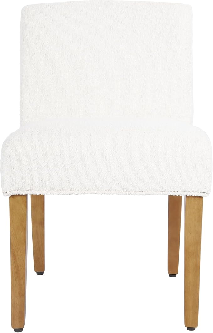 Homepop Home Decor | Upholstered Dining Chairs with Low Back |Decorative Home Furniture, Cream Boucle (Single Pack)