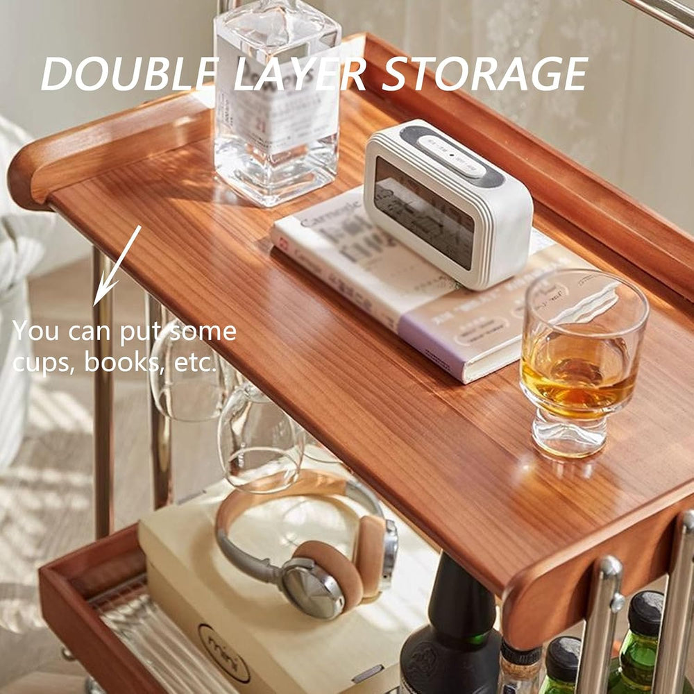 Solid Wood Tv Tray Side Tables with Tempered Glass and Metal Frame,Small Snac...