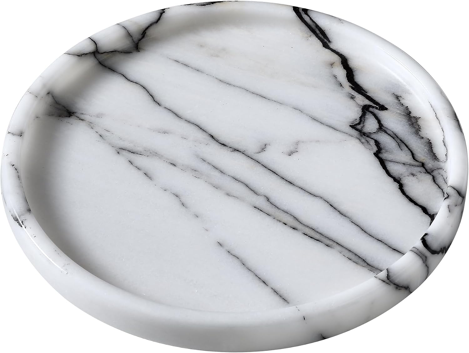 Lilac Marble Round Tray - 8 Inch Bathroom & Vanity Organizer for Jewelry, Perfume, Watches, Coasters | Makeup, Dining Table, Coffee Table Decorative Holder