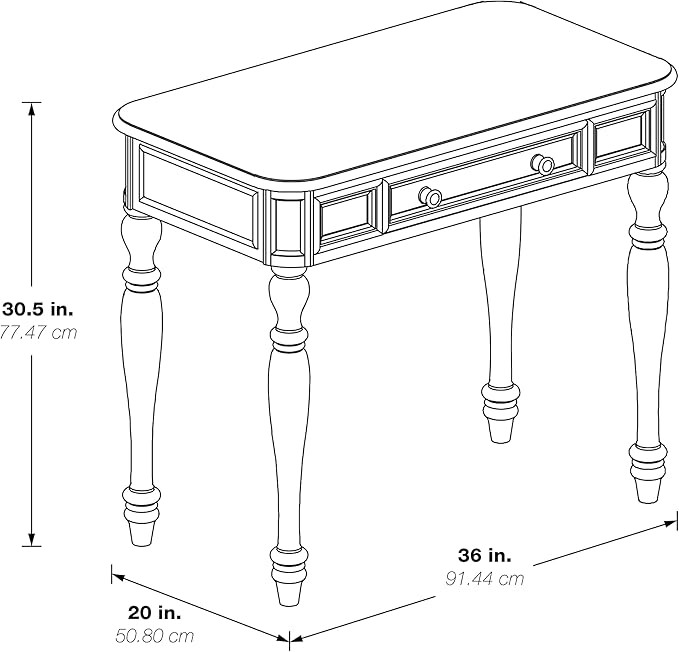 OSP Home Furnishings Country Meadows 36 Inch Writing Desk with Drawer, Plantation Grey