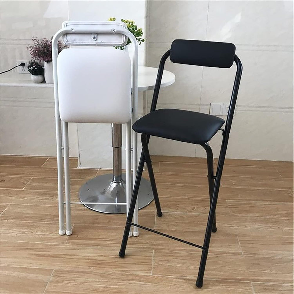 DSHOME Folding Bar Stool with Backrest,Leather Padded Counter Height Foldable...