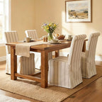 Parsons Dining Chairs Set of 4 Fabric Upholstered Kitchen Chairs with Wood Legs Armless High Back Side Chairs with Removable Skirtd Cover for Dining/Living Room,Banquet, Khaki