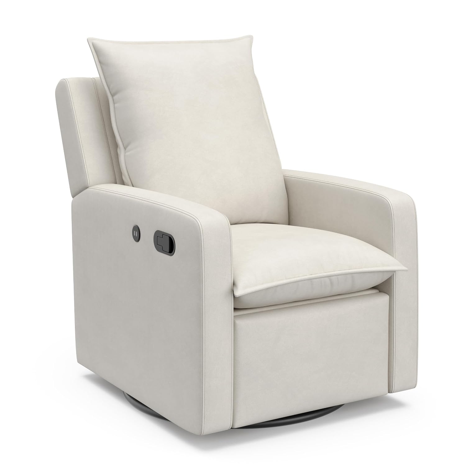 Storkcraft Timeless Recliner Swivel Glider with USB Charging Ports, Ivory | USB-C and USB-A Charging Port, 360-Degree Metal Swivel Base, Manual Extending Foot Rest, Glider Rocking Chair