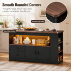 Kitchen Island Table with Storage, Large Kitchen Island with LED Light, Counter Height Table for Kitchen, Dining Room, Coffee Bar