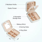 Parima Christmas Gifts for Grandkids - Travel Jewelry Case, Ring, Necklace, Earring Organizer Box - Initial M, White