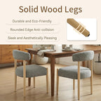 VKNOW Wooden Dining Chairs Set of 2, Modern Upholstered Dining Room Chairs with Rubberwood Legs and Curved Backrest, Fabric Kitchen Chairs for Farmhouse/Living Room/Dining Room, Gray