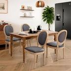 French Country Dining Chairs Set of 4,Farmhouse Upholstered Dining Room Chairs with Round Back and Solid Leg,Fabric Kitchen Side Chairs for Kitchen/Bedroom/Dining Room,Gray