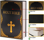 Leather Book Safe (Size 10.79"×7.72"×1.97") Real Paper Secret for Jewelry, Money and Cash, Diversion Book Safe,Hollow with Hidden, Combination Lock (L, Bible-Combination)