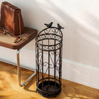 Round Metal Umbrella Basket with Removable Drip Tray Large Capacity Commercial Vintage Umbrella Holder with Hollow Design for Entryway, Hallway(Black)