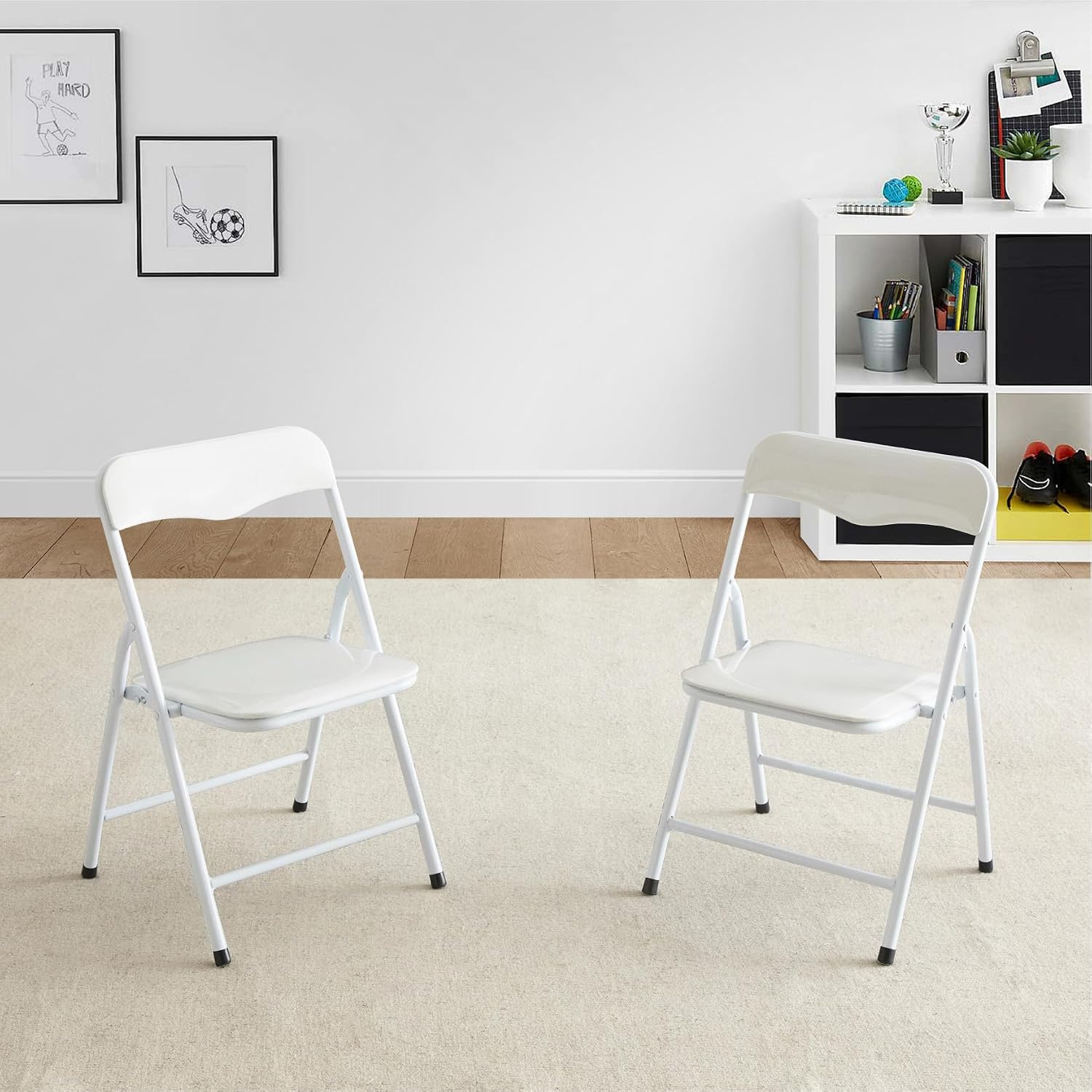 Heritage Kids Padded Folding Chair for Kids, Set of 2, White, Ages 3+