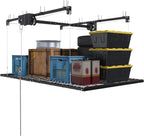 Montary 5x9 FT Overhead Garage Storage Rack for 10-12 FT Ceiling, Adjustable Ceiling Lifting Storage Rack with Safety Lock, 400LBS Capacity All-Steel Construction Heavy-Duty Garage Organizer Rack