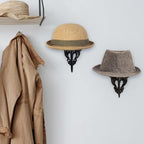 MyGift Set of 2 Wall-Mounted Black Metal Hat & Wig Display Racks
