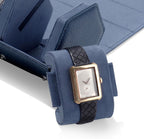 Oirlv Luxury Hexagonal Leather Watch Travel Case Watch Organizer Case for Men Portable Jewelry Storage Roll Organizer(2-Slot,Blue)