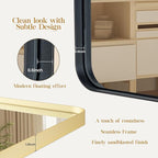 Fun Memories Wall Mirror for Bathroom,32x36 Inch Glod Bathroom Mirror, Rectangular Wall Mounted Decorativ, Rounded Corner, Aluminum Alloy Frame, Farmhouse, Hangs Horizontal or Vertical