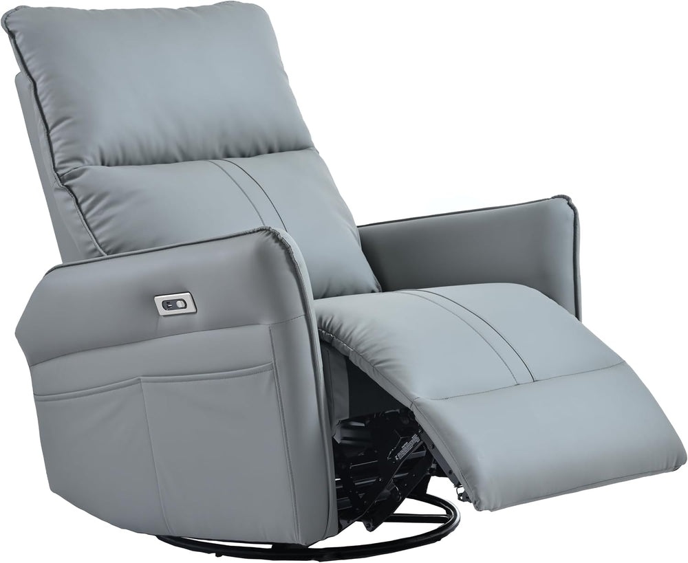 Power Swivel Rocker Recliner Chair with USB Charging Port | PU leather, 270° ...