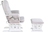 Glider and Ottoman White Wood and Woven Gray Fabric