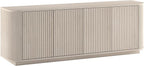 Henn&Hart Fluted TV Stand for TVs up to 75" with 2 Storage Cabinets with an Adjustable Shelf for Living Room, Family Room, or Office, Beech White