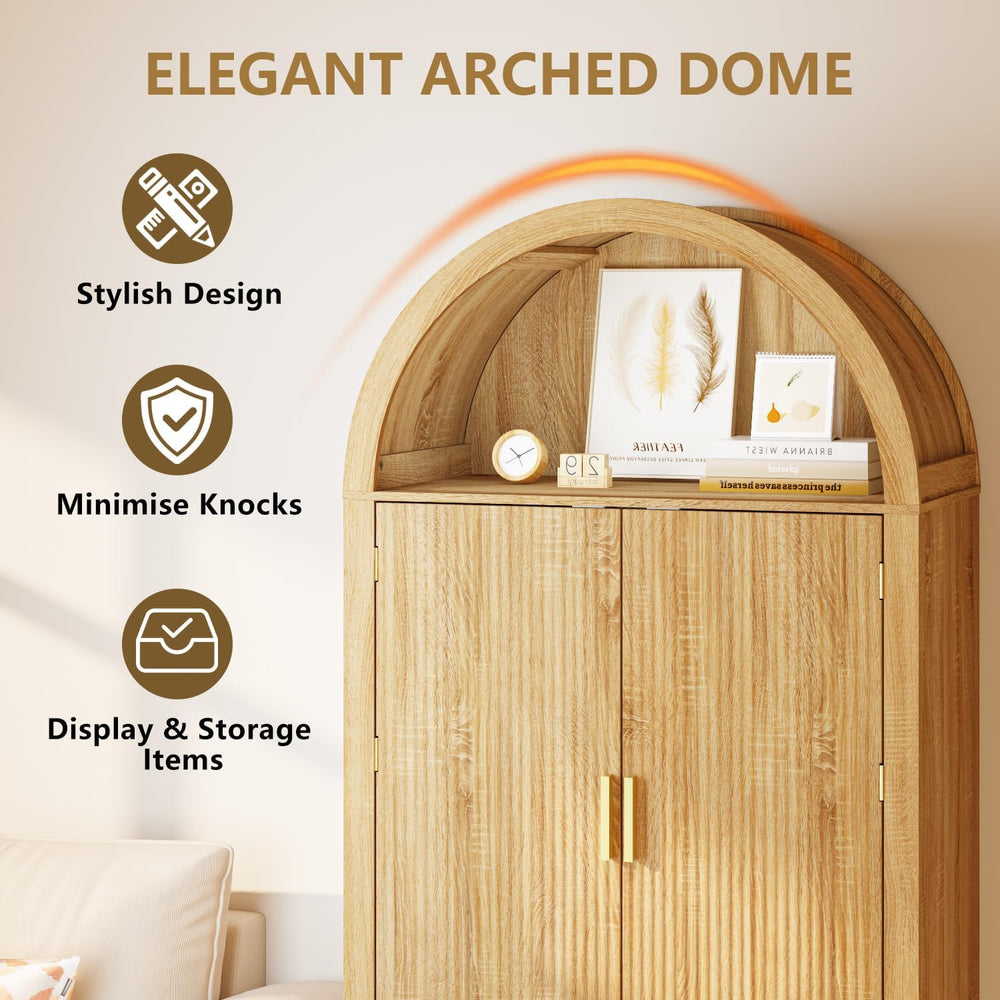 Arched Cabinet, 71" Tall Arched Kitchen Pantry Storage Cabinet with Door...