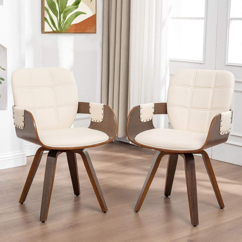 Dining Chairs Set of 2, 360° Swivel Faux Leather Dining Room & Kitchen Ch...