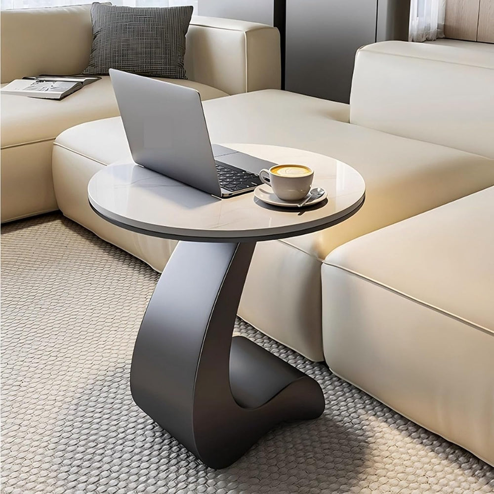 Modern Round Side Table,C Shaped End Table for Couch,Coffee Table with Sinter...