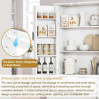 72" Modern Fluted Kitchen Pantry Cabinet with 2 Large Drawers & 8-Door Spice Rack, Freestanding Storage Organizer for Bathroom, Dining Room, Office, Entryway, White