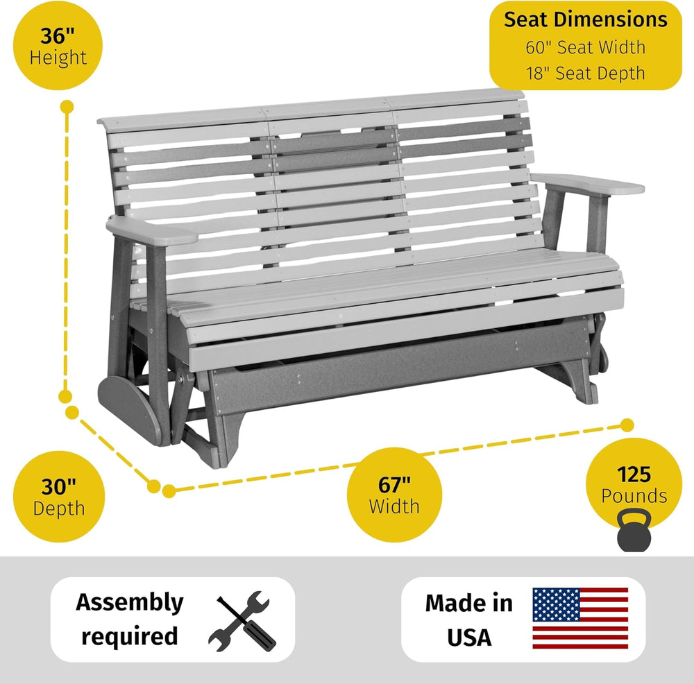 LuxCraft Plain Glider - 5' - Available in 14 Colors (Weatherwood on Black)