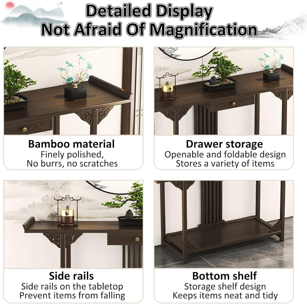 Personal Shrine Stand Prayer Meditation Table Buddha Niche Chinese Cabinet wi...