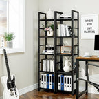 NUMENN 5 Tier Slim Bookshelf, Tall Bookcase Shelf Storage Organizer, Modern Book Shelf for Bedroom, Living Room and Home Office, Black