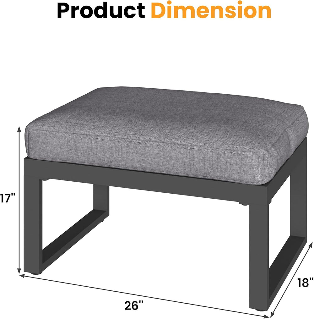 RoyalCraft 2 Pieces Aluminum Outdoor Patio Ottoman Set, Outdoor Foot Stools w...