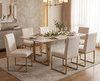 CIMOTA Modern Dining Chairs Set of 6, Upholstered Dining Room Chairs Armless Guest Side Chair with Gold Base for Dining Room/Kitchen, Beige, 6PCS