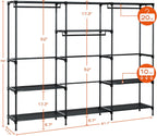 Clothes Rack, Portable Closet, 81.1 Inch Large Capacity Wardrobe Closet, Clothes Storage Organizer with Shelves and 3 Hanging Rods, Easy to Assembly, Black PCT033B01
