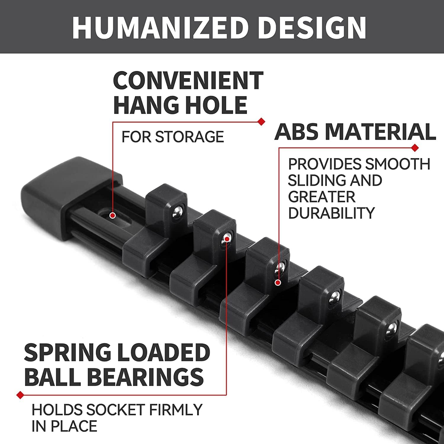 Socket Organizer Drive ABS Tools - Black Socket Holder, Premium Quality 30 Pieces Socket Holders Kit 1/4-Inch x 160 Clips, 3/8-Inch x 150 Clips, 1/2-Inch x 120 Clips（30PC,Black)